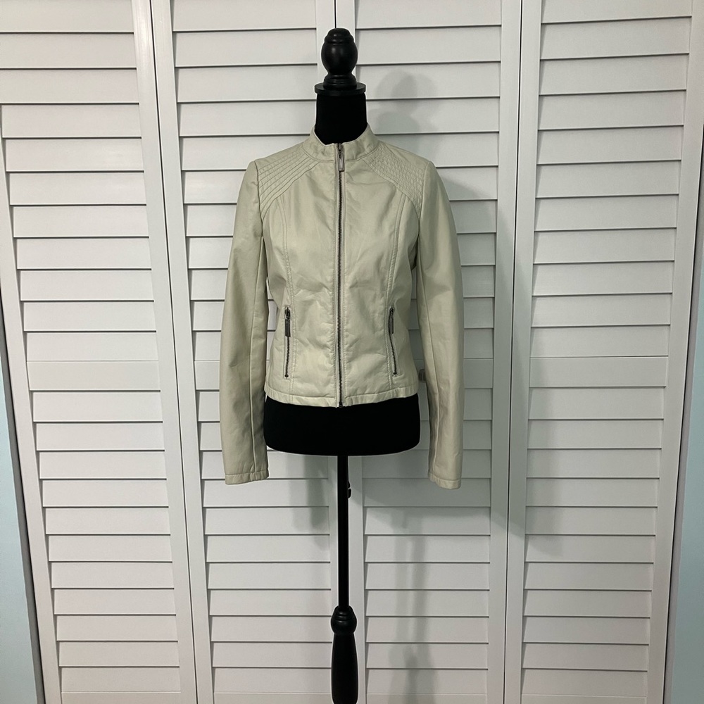 Winter white Faux Leather jacket